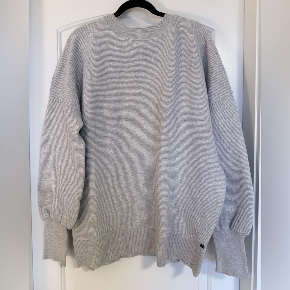 Light Gray Ribbed Crewneck Sweater - Women